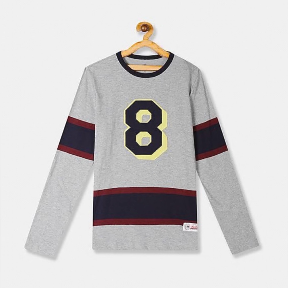 Gap Kids Gray Long Sleeve Kids Shirt with Number 8 in size medium